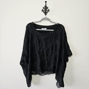 Luisa Ricci Floral Silk Blouse Size S Asymmetrical Hem EUC